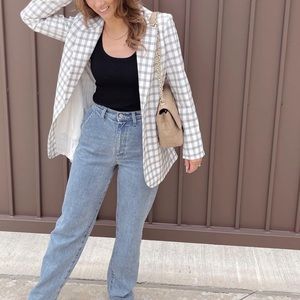 Danielle Bernstein Structured Plaid Blazer NWT